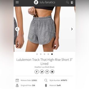 Lululemon track that 3” in grey sz 6